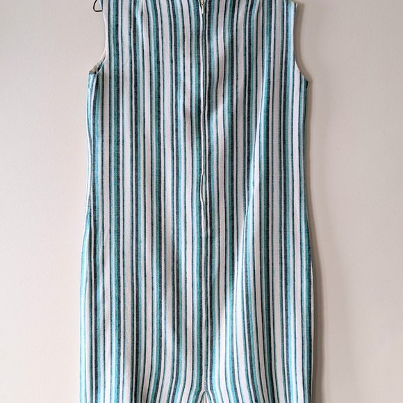 Vintage Turquoise/Green and White Striped Dress - Picture 6 of 6